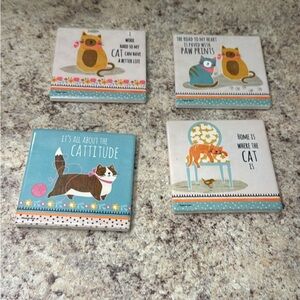 Cat-Themed Decorative Coasters Set
